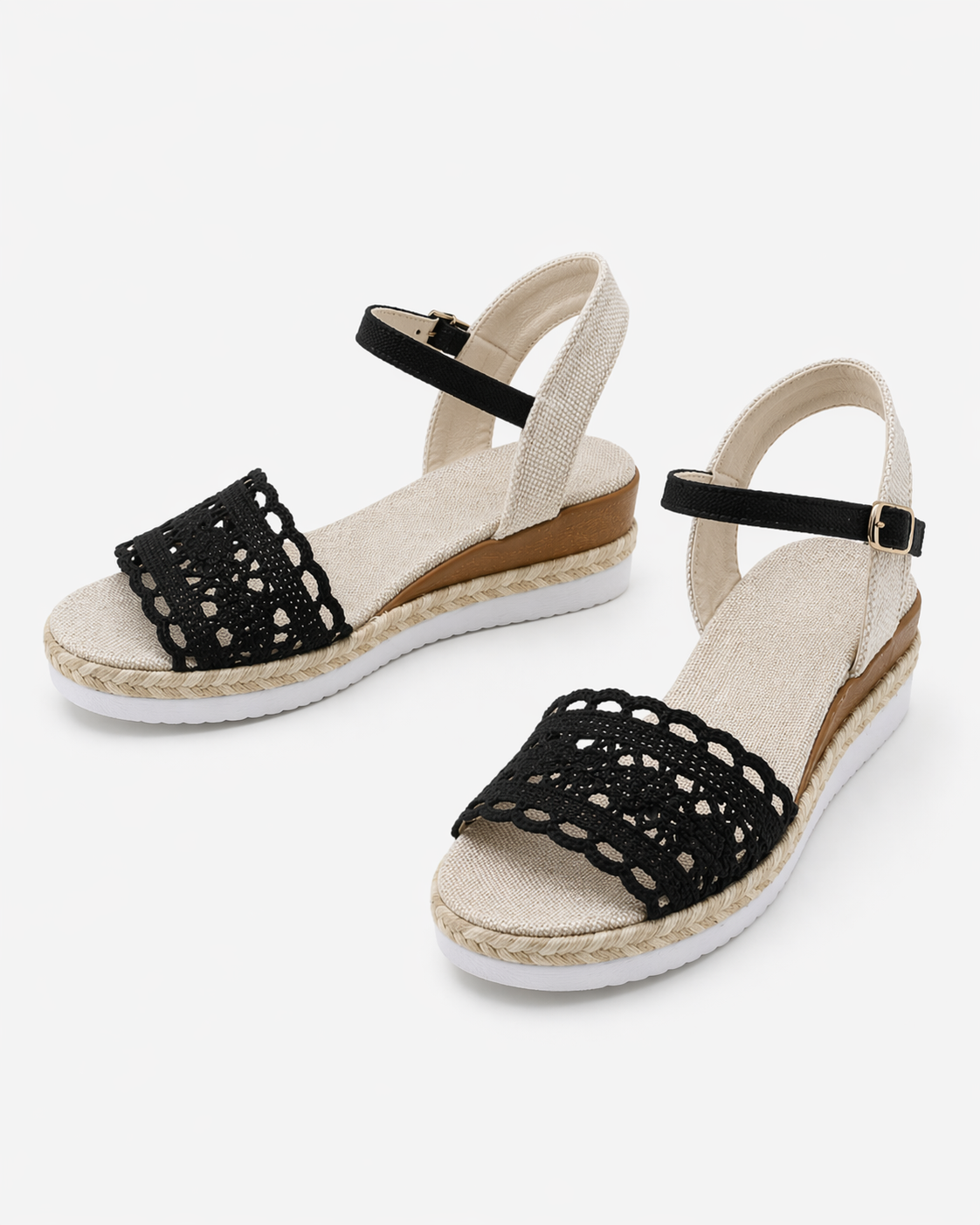 Nadia | Crochet Espadrille Wedge Sandals for Women | Boho Beach Style