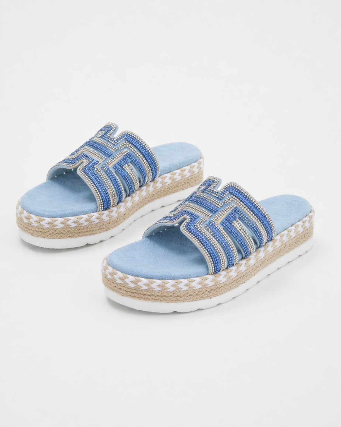 Celeste | Rhinestone Espadrille Platform Sandals for Women | Effortless Shimmer