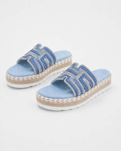 Celeste | Rhinestone Espadrille Platform Sandals for Women | Effortless Shimmer