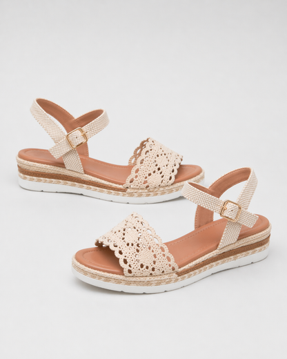 Nadia | Crochet Espadrille Wedge Sandals for Women | Boho Beach Style